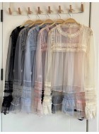 Cat Romance Cellophane Candy Wrapper Soft Tulle Short and Long Sleeve Blouse(6th Reservation/6 Colours/Full Payment Without Shipping)